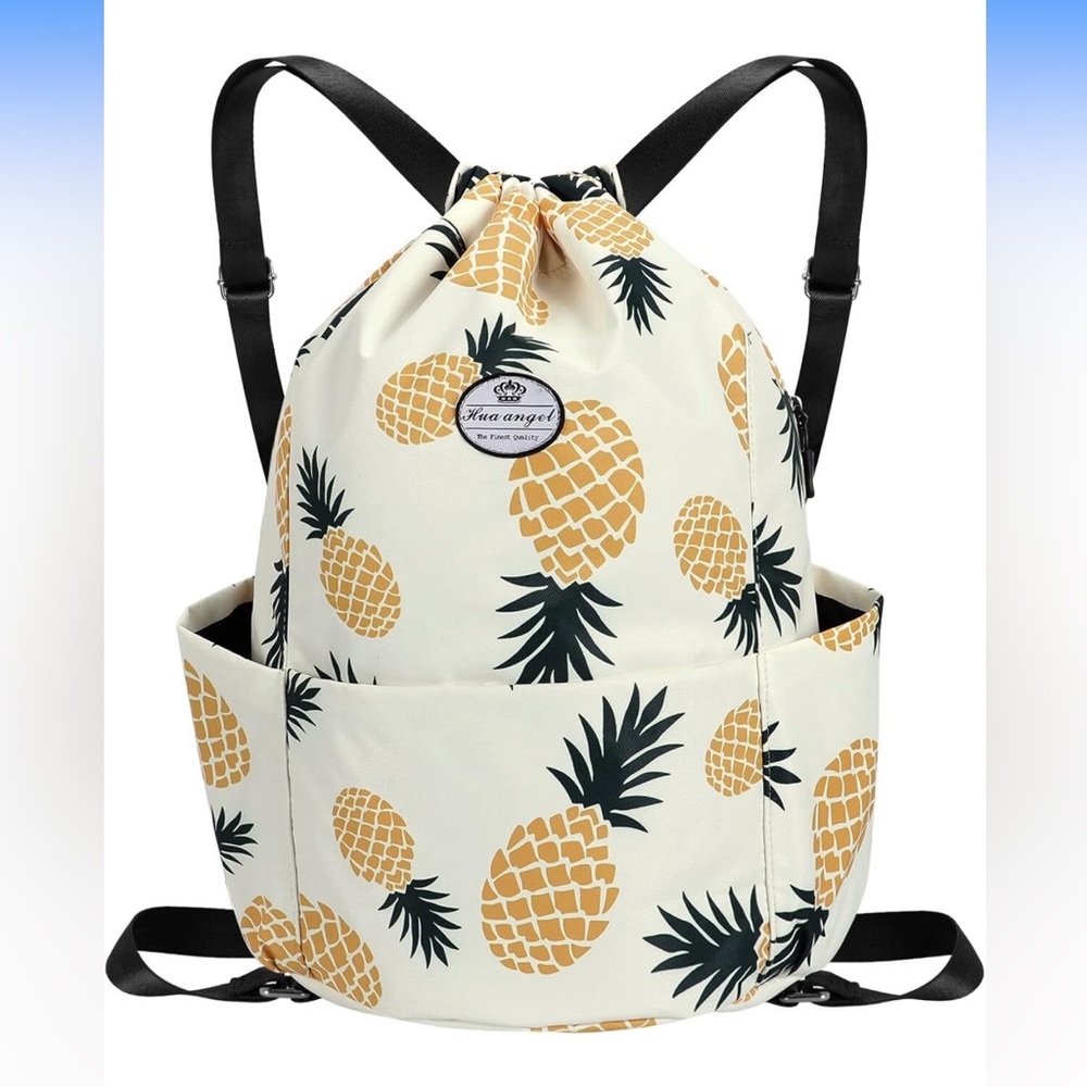 hua angel  Drawstring Backpack Bag For Women And Men Pineapple Print